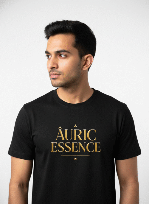 round neck half sleeves t shirt auric essence