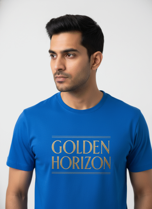 round neck half sleeves t shirt golden horizon
