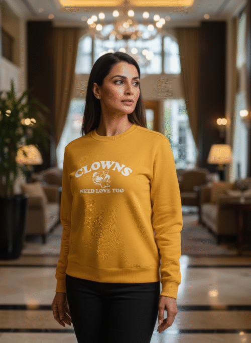 female sweatshirt clown needs love too