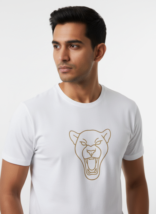 round neck half sleeves minimal line art