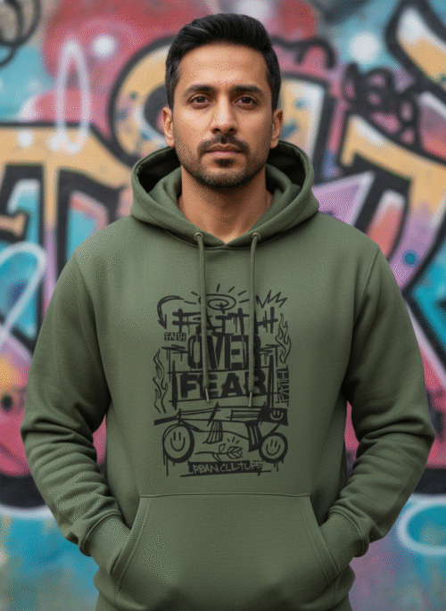 men's hoodie faith over fear