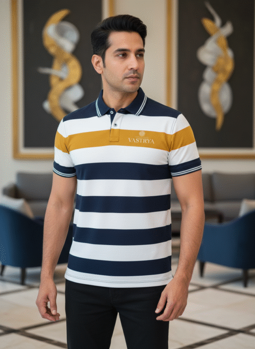 men's stripe polo t shirt (225 gsm) brand