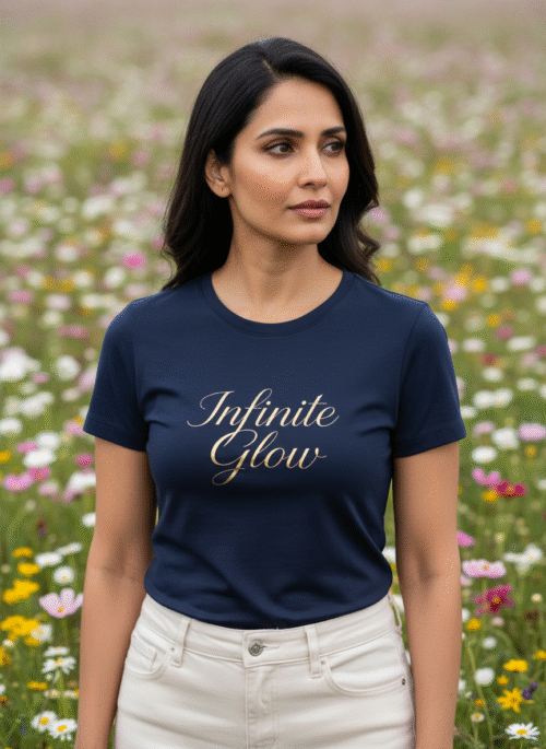 women's half sleeves golden words infinite glow