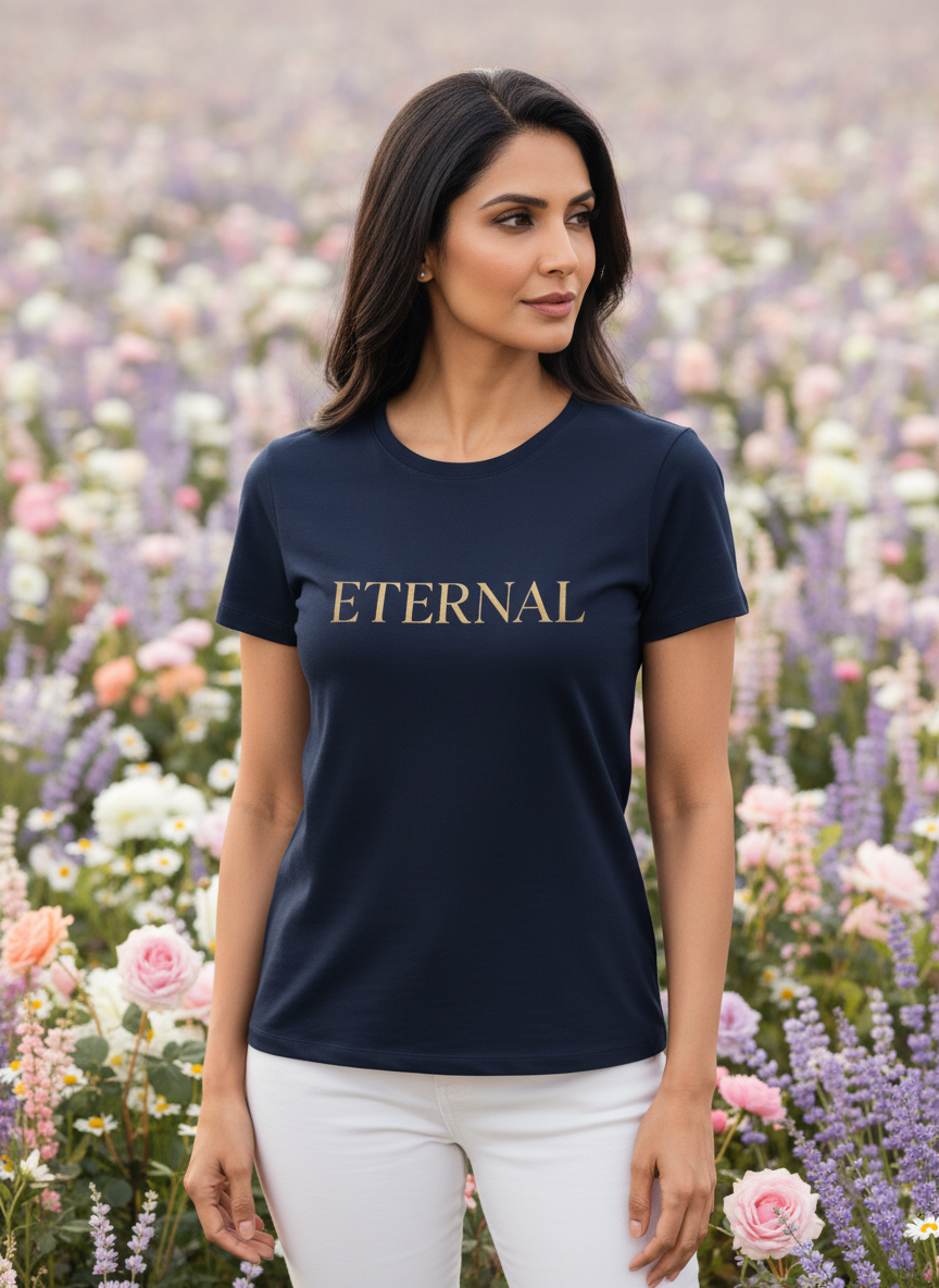women's half sleeves golden words eternal