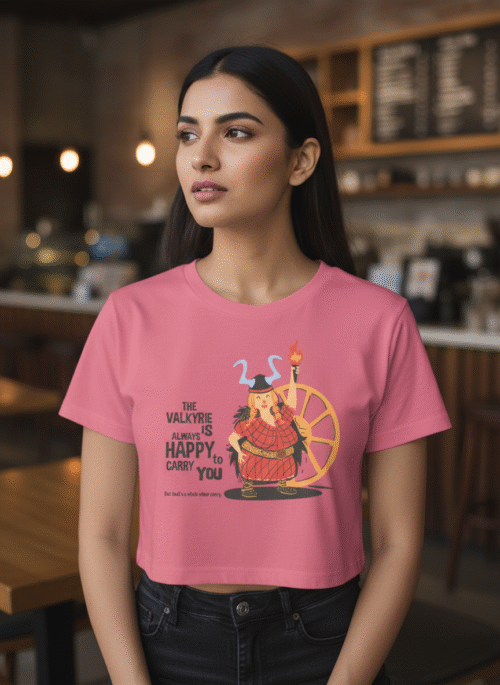 female crop top happy